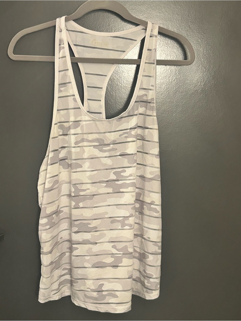 ZYIA White and Light Gray Camo Racerback Tank